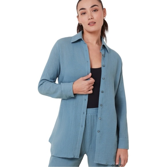 Andie Swim The Corvo Black Button Up Collared Long Sleeve Womens Size XXL Belted - Picture 3 of 16